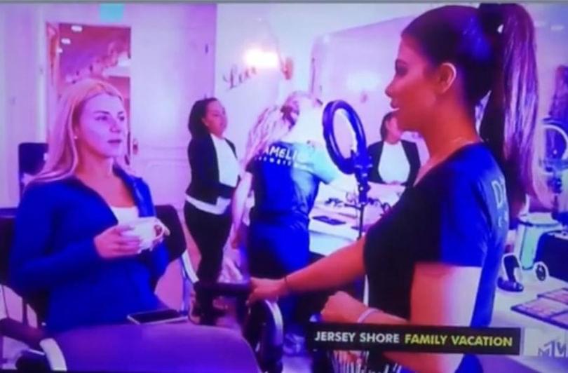 Lauren on camera doing makeup for Jersey Shore Family Vacation